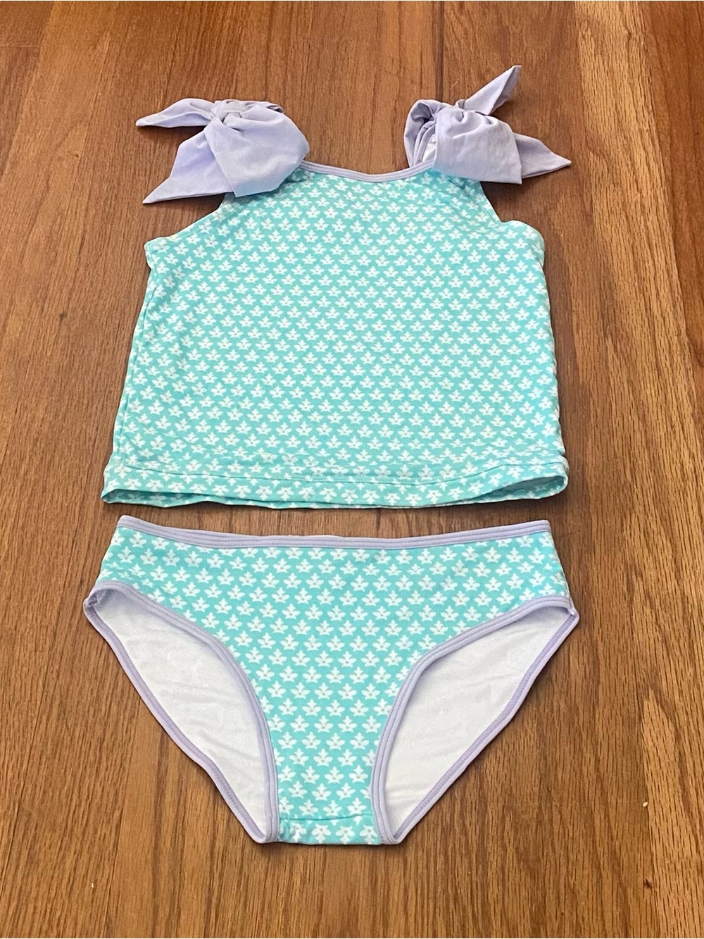 The Beaufort Bonnet Girls Tankini with Lilac Tie Straps